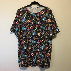 Vintage 90s Impulse Nautical Theme Cotton Short Sleeve Top Novelty Print